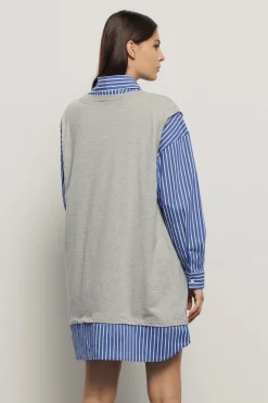 Abiti^Gaëlle Abito corto bimaterico • - Paris Grigio melange/azzuro scuro