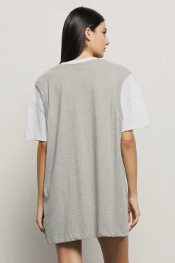 Abiti^Gaëlle Abito corto con maxi gilet scollo a v e maniche in jersey con stampa • - Paris Grigio melange