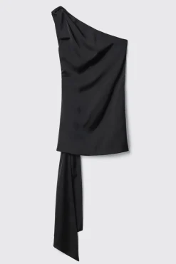 Abiti^Gaëlle Abito corto monospalla in twill opaco • - Paris Nero