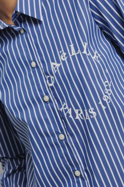 Camicie^Gaëlle Camicia con fondo irregolare in popeline bastonetto • - Paris Azzurro scuro
