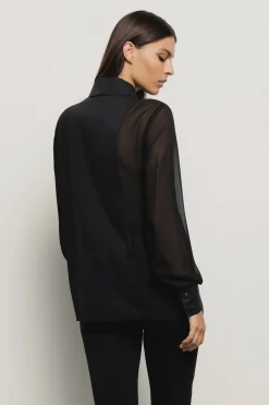 Camicie^Gaëlle Camicia con tasche in georgette e popeline • - Paris Nero