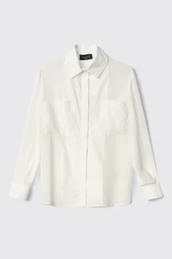 Camicie^Gaëlle Camicia con tasche in georgette e popeline • - Paris Gesso