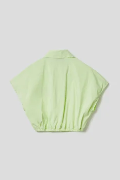 Camicie^Gaëlle Camicia cropped con elastico in popeline bastonetto • - Paris Lime