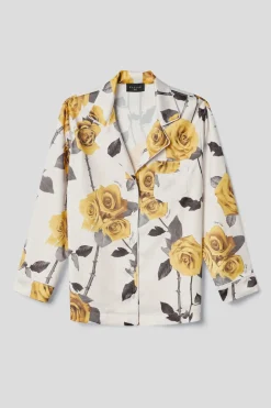 Camicie^Gaëlle Camicia in raso stampato • - Paris Rose gialle