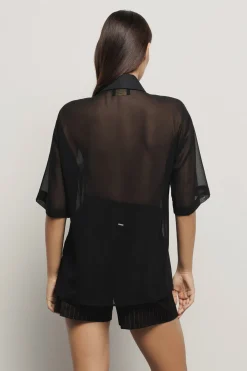 Camicie^Gaëlle Camicia over in georgette e popeline • - Paris Nero