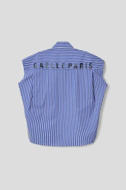 Camicie^Gaëlle Camicia over smanicata in popeline bastonetto • - Paris Azzurro scuro