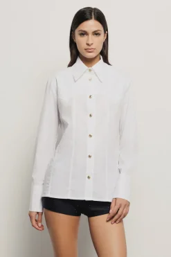 Camicie^Gaëlle Camicia sfiancata in popeline con bottoni • - Paris Gesso