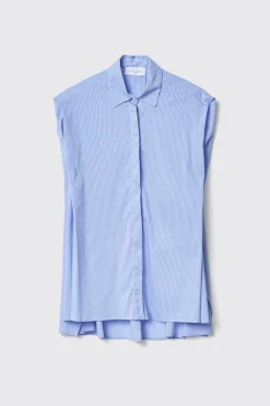 Camicie^Gaëlle Camicia smanicata con retro sgodato in popeline vichy • - Paris Azzurro