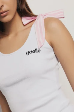T-Shirt^Gaëlle Canotta a costina con fiocchi sulle spalle • - Paris Bianco