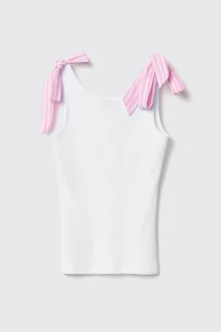 T-Shirt^Gaëlle Canotta a costina con fiocchi sulle spalle • - Paris Bianco