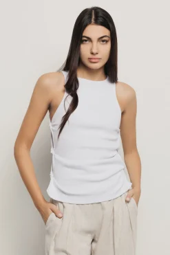 Top^Gaëlle Canotta con fori e incroci sui fianchi • - Paris Bianco