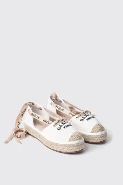 Espadrillas^Gaëlle Espadrillas bassa in canvas con ricamo e gros stampato • - Paris Bianco
