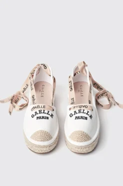 Espadrillas^Gaëlle Espadrillas bassa in canvas con ricamo e gros stampato • - Paris Bianco