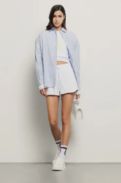 Felpe^Gaëlle Felpa crop paricollo smanicata con dettaglio raglan e stampa • - Paris Bianco