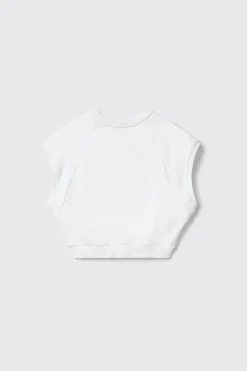 Felpe^Gaëlle Felpa crop paricollo smanicata con dettaglio raglan e stampa • - Paris Bianco