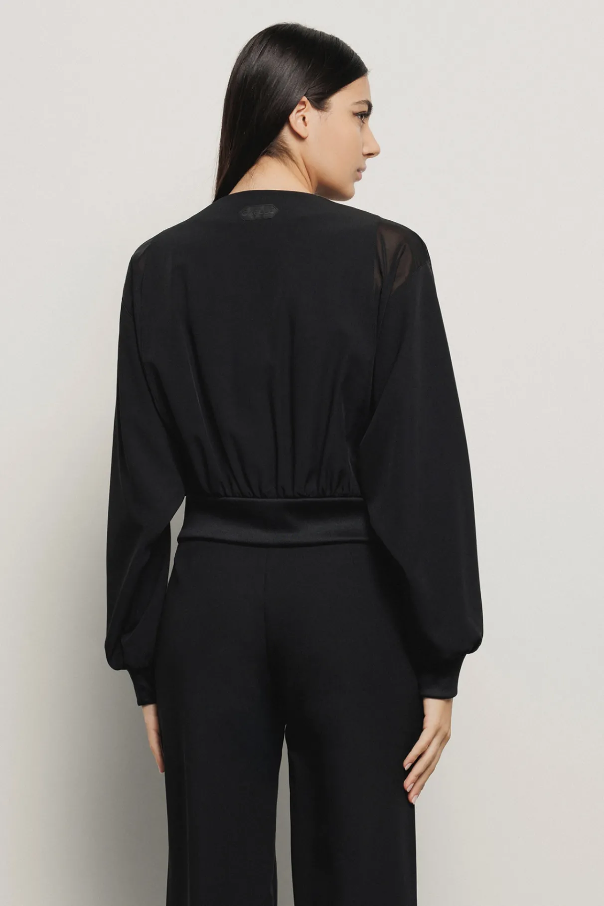 Felpe^Gaëlle Felpa zip con dettaglio tulle • - Paris Nero