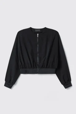 Felpe^Gaëlle Felpa zip con dettaglio tulle • - Paris Nero