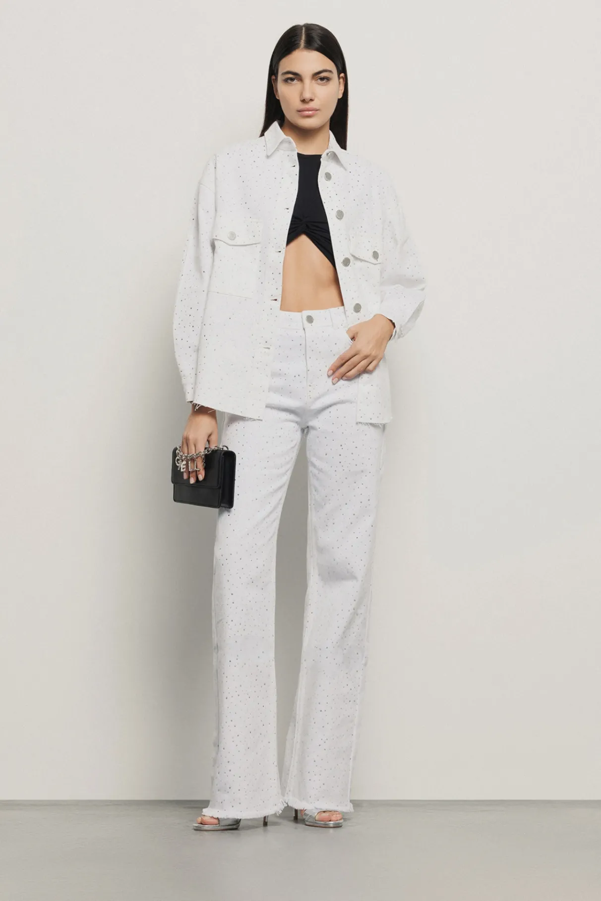 Denim|Camicie^Gaëlle Giacca camicia strass all over • - Paris Off white