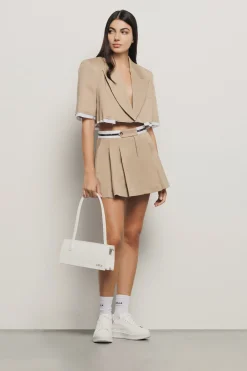 Giacche & Gilet^Gaëlle Giacca cropped mezza manica con fodera scucita in gabardina • - Paris Safari
