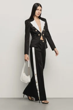 Giacche & Gilet^Gaëlle Giacca slim in twill con revers in raso • - Paris Nero gesso
