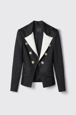 Giacche & Gilet^Gaëlle Giacca slim in twill con revers in raso • - Paris Nero gesso