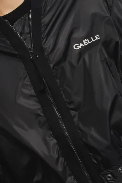 Capispalla^Gaëlle Giubbino nylon cropped zippato con smacchinato su polsi e stampa • - Paris Nero
