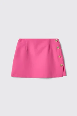 Gonne & Shorts^Gaëlle Gonna mini svasata in cady con bottoni • - Paris Fucsia