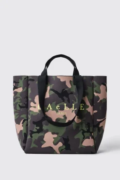 Shopper & Zaini^Gaëlle Maxi shopper con logo ricamato • - Paris Camouflage