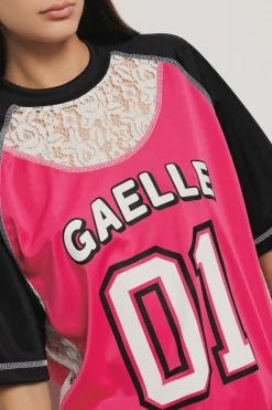 T-Shirt^Gaëlle Maxi t-shirt con inserto in pizzo • - Paris Rosa nero