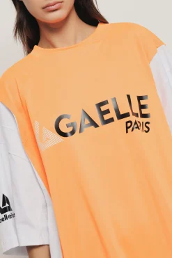 T-Shirt^Gaëlle Maxi t-shirt paricollo • - Paris Bianco arancio