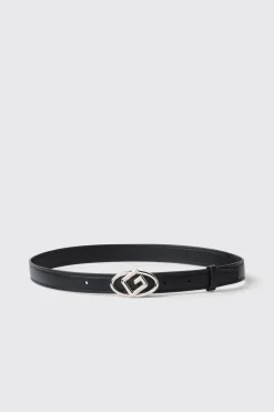 Cinture^Gaëlle Mini belt con fibbia maxi g • - Paris Nero argento