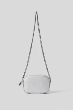 Borse A Mano^Gaëlle Mini camera bag glitter con logo embossed • - Paris Argento