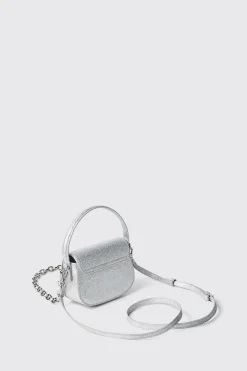 Borse A Mano|Borse Mini^Gaëlle Mini shoulder strap con catena e maxi g strass • - Paris Bianco