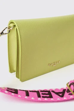 Borse Mini|Borse A Tracolla^Gaëlle Mini shoulder strap con logo in metallo e tracolla jacquard • - Paris Lime