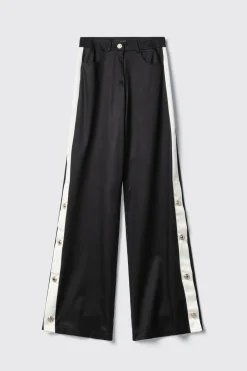 Pantaloni & Leggings^Gaëlle Pantalone a palazzo in twill con fianchi in raso • - Paris Nero gesso
