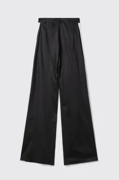 Pantaloni & Leggings^Gaëlle Pantalone a palazzo in twill con fianchi in raso • - Paris Nero gesso