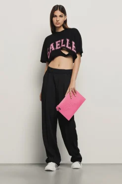 Pantaloni & Leggings^Gaëlle Pantalone a vita bassa in poliviscosa con cinturino in sovrapposizione pieghe • - Paris Nero