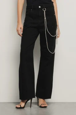Pantaloni & Leggings|Denim^Gaëlle Pantalone boy over loose fit con catene strass • - Paris Nero