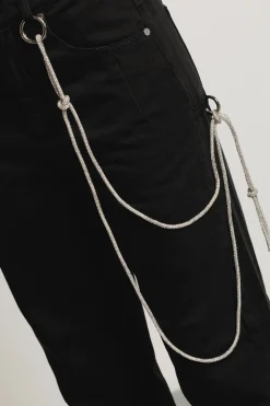Pantaloni & Leggings|Denim^Gaëlle Pantalone boy over loose fit con catene strass • - Paris Nero