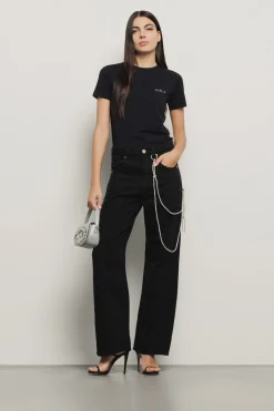 Pantaloni & Leggings|Denim^Gaëlle Pantalone boy over loose fit con catene strass • - Paris Nero
