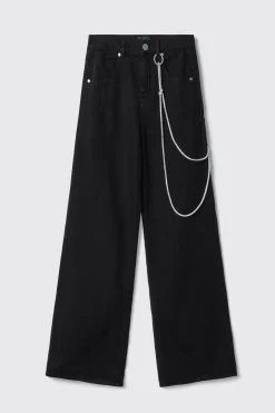 Pantaloni & Leggings|Denim^Gaëlle Pantalone boy over loose fit con catene strass • - Paris Nero