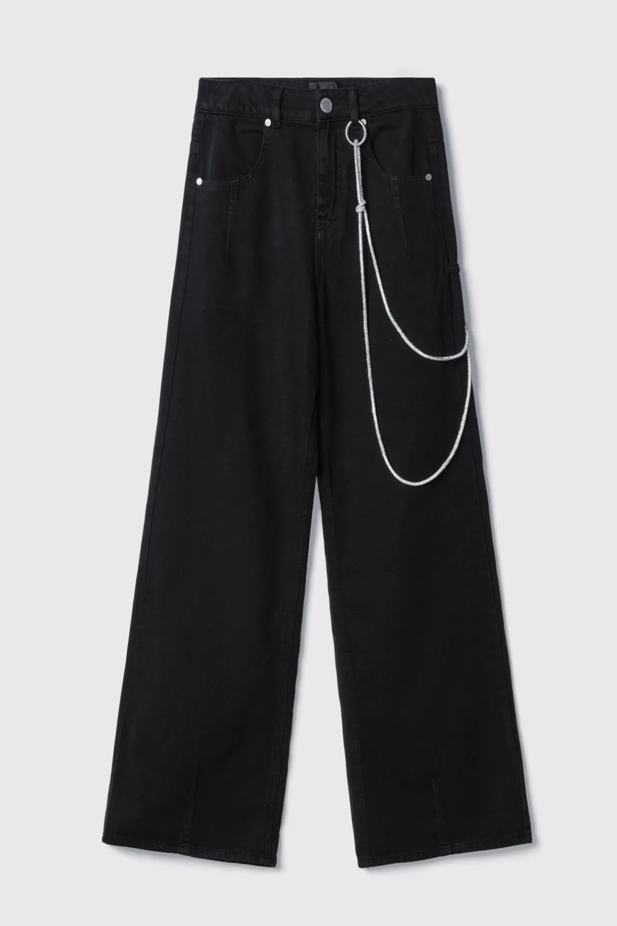 Pantaloni & Leggings|Denim^Gaëlle Pantalone boy over loose fit con catene strass • - Paris Nero