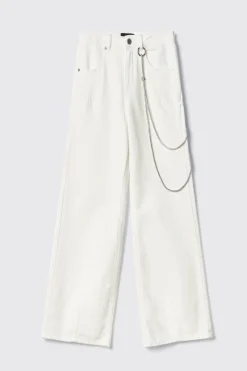 Pantaloni & Leggings|Denim^Gaëlle Pantalone boy over loose fit con catene strass • - Paris Off white