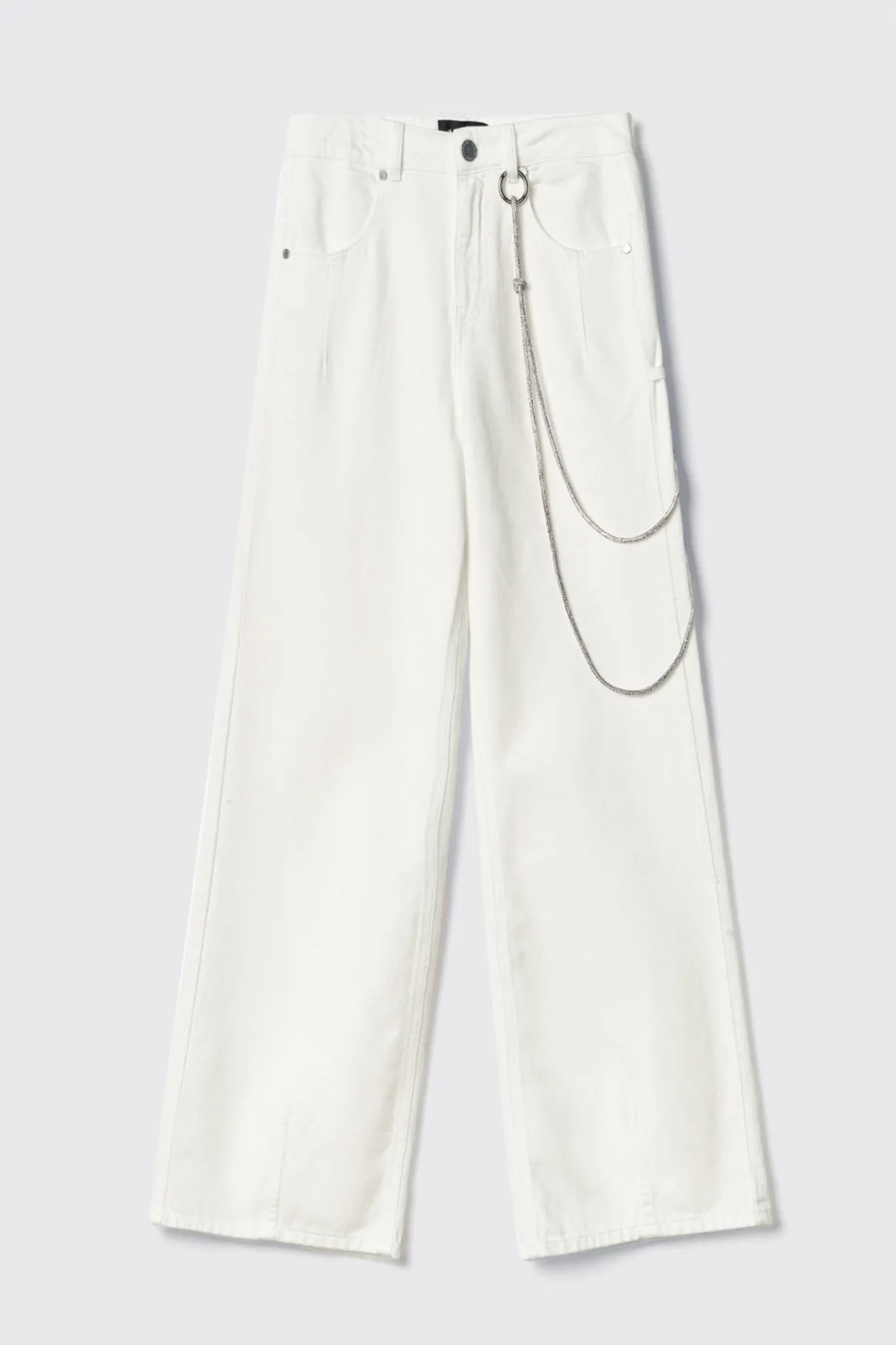 Pantaloni & Leggings|Denim^Gaëlle Pantalone boy over loose fit con catene strass • - Paris Off white