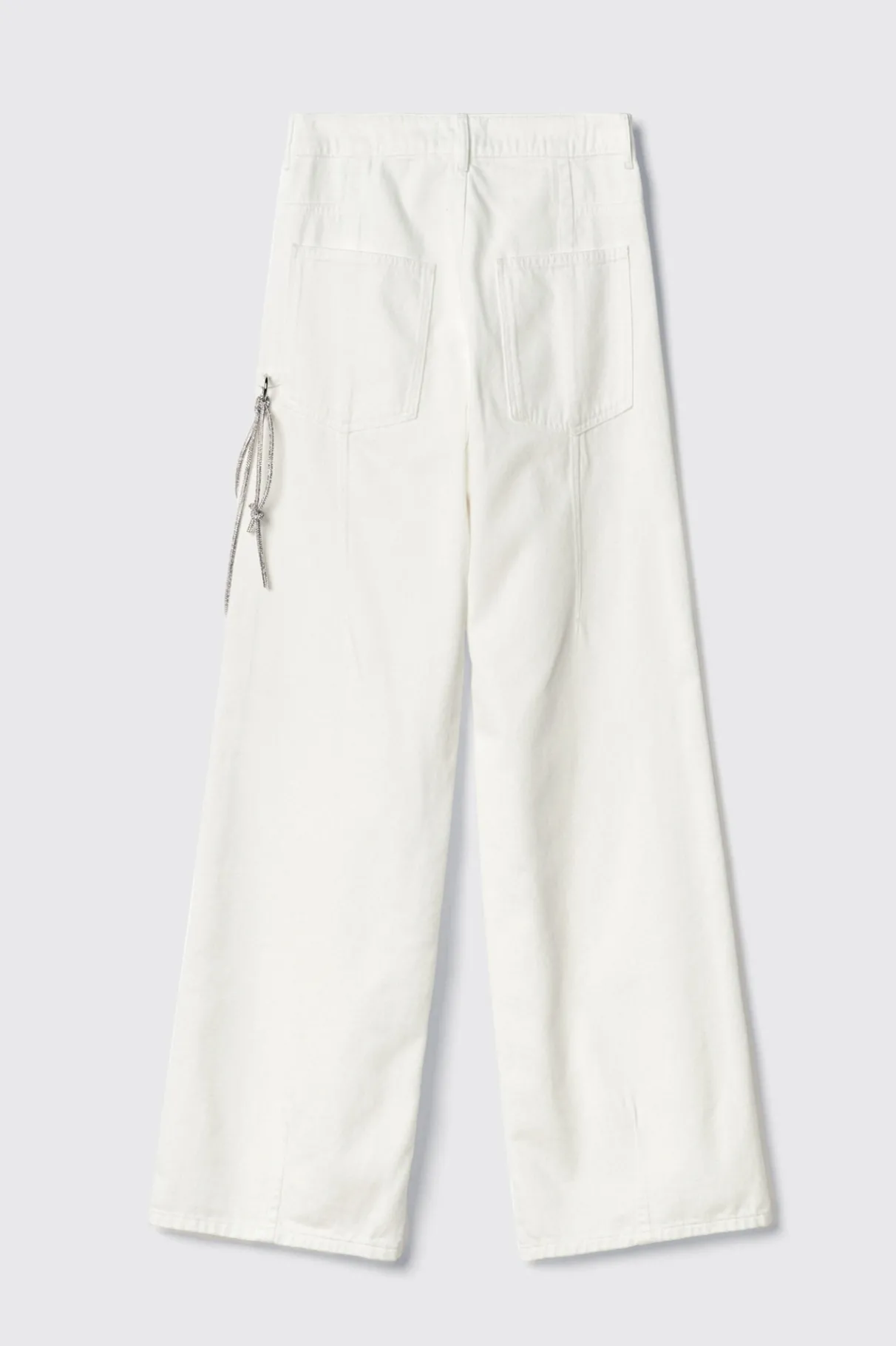 Pantaloni & Leggings|Denim^Gaëlle Pantalone boy over loose fit con catene strass • - Paris Off white