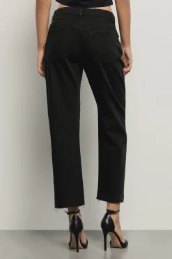 Pantaloni & Leggings|Denim^Gaëlle Pantalone boy straight con mix catene • - Paris Nero