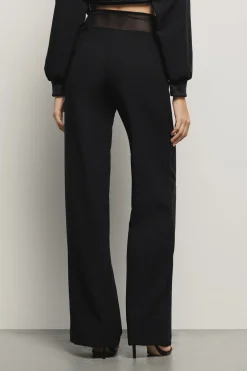 Pantaloni & Leggings^Gaëlle Pantalone dritto con dettaglio tulle in vita • - Paris Nero
