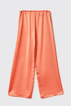 Pantaloni & Leggings^Gaëlle Pantalone dritto in raso • - Paris Arancione melone