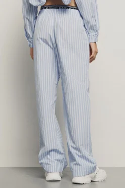 Pantaloni & Leggings^Gaëlle Pantalone in popeline bastonetto con elastico logato • - Paris Azzurro