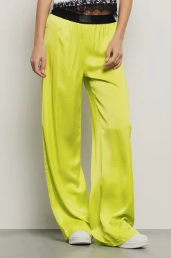 Pantaloni & Leggings^Gaëlle Pantalone morbido in raso • - Paris Giallo lime